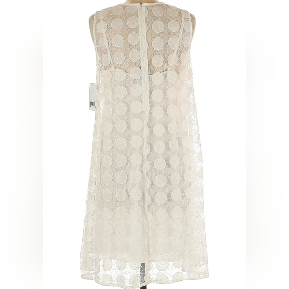 🎉HP🎉 NWT DONNA MORGAN SemiSheer Polkadot Overlay Dress Women's Sz 6 Cream - Picture 2 of 6